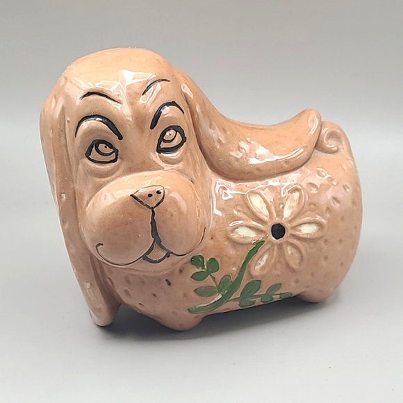 Vintage Ceramic Hound-Dog, Adorable Face & Daisy - Picture 5 of 6